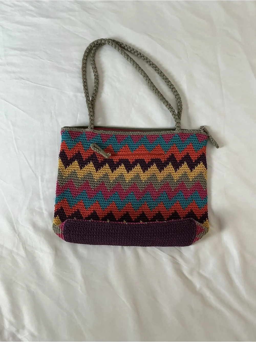 The Sak Multicolor Zigzag Crochet Tote with Purple Base - Picture 11 of 15